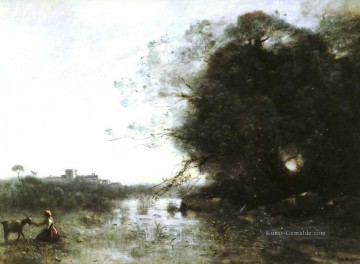Französisch Le Marais Au Grand Arbre plein air Romantik Jean Baptiste Camille Corot Ölgemälde